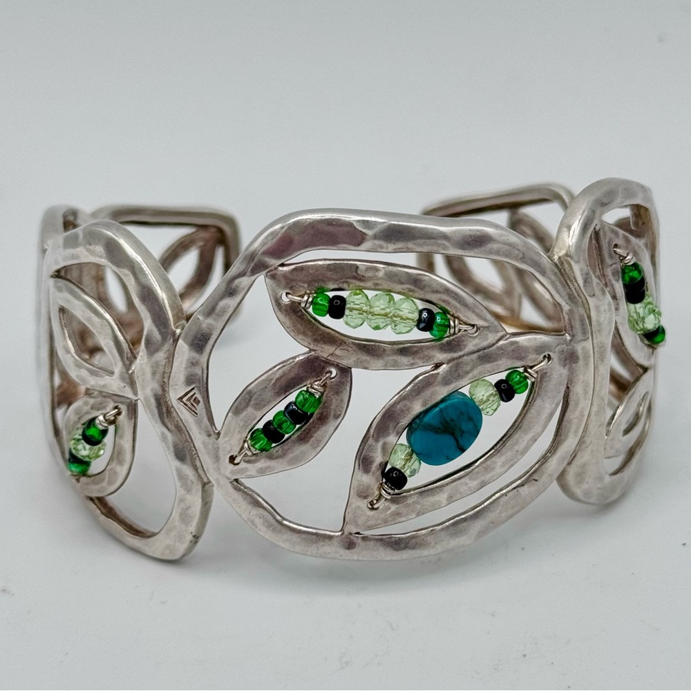 Silpada B2182 Cuff Bracelet, Garden Party, Sterling Silver, Turquoise  & bead